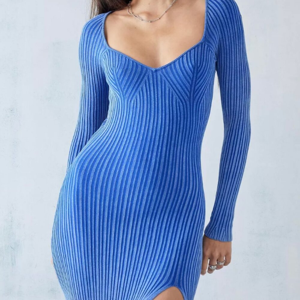 UO Martina Sweetheart Acid Wash Knitted Midi Dress (Never Worn)